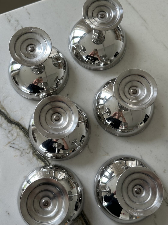 Image 1 of 6 vintage Letang & Remy inox stalen rvs champagne ijs coupes voetglazen 