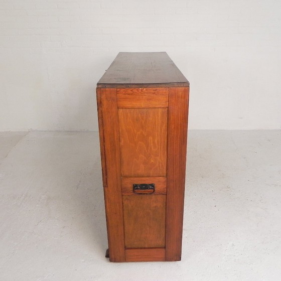 Kiefernholz-Schulplanschrank, Architektenschrank, Kartenschrank, 1930er Jahre – Aufbewahrungsschrank, Wood (photo 8 of 22)