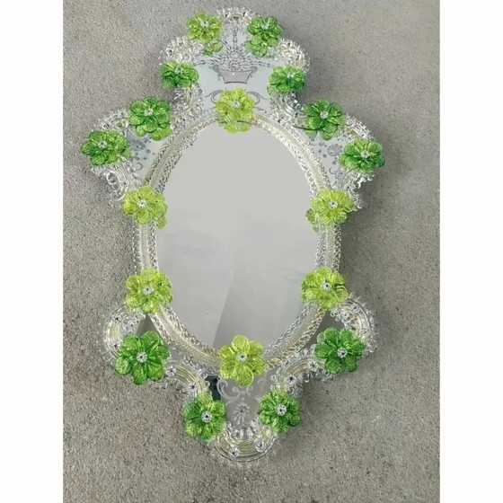 Image 1 of Contemporary Venetian Oval Hand-Carved Mirror by Simoeng