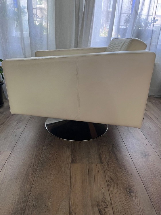 Image 1 of BoConcept armchair with footstool - white leather