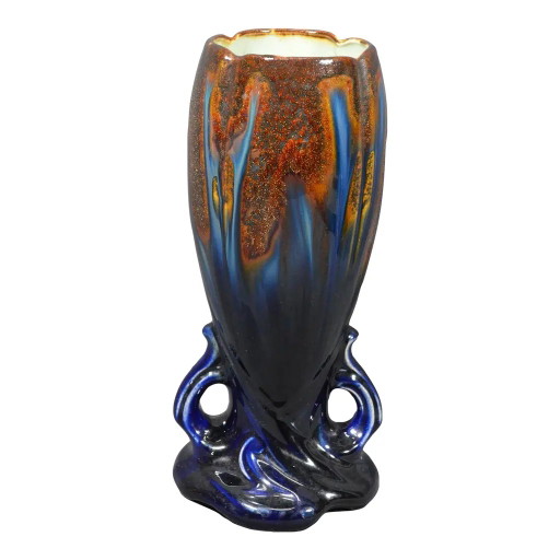 Belgische Art Deco Thulin Model 1943 Blaue Tropfglasur Keramik Vase, 1920er Jahre
