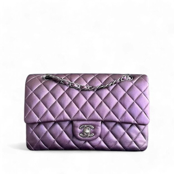 Image 1 of Chanel Classic Flap Quilted Lambskin Purple Silver Hardware Series 24