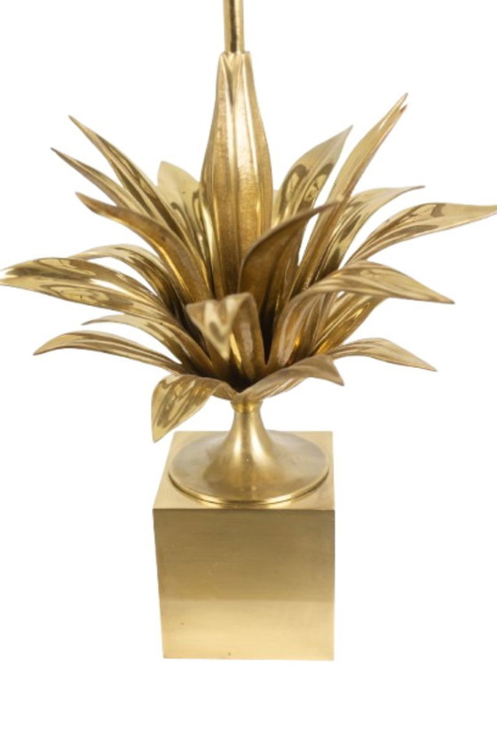 Image 1 of Maison Charles,  Lampe « agave » en bronze doré et laiton patiné. Années 70