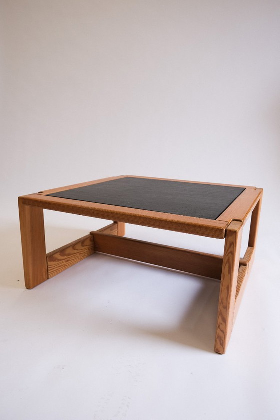 Image 1 of Tavolino da caffè vintage con piano in ardesia