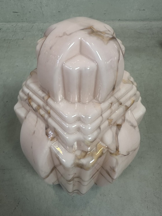 Image 1 of Art deco skyscraper - gemarmerde rosé opaline
