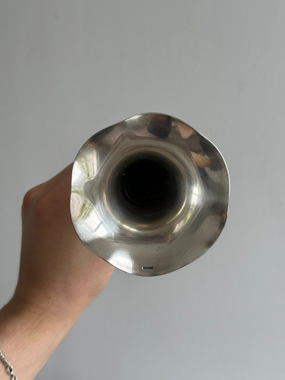 Image 1 of soliflore vase in patinated silver-plated metal
