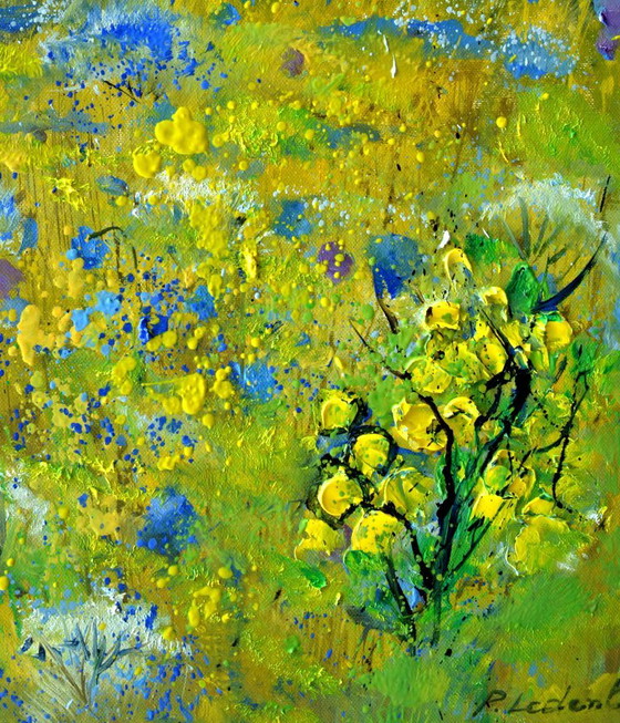 Gele en Blauwe Ummer Bloemen – Kunst, Canvas (photo 4 of 5)