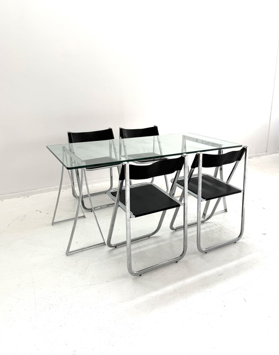 Vintage Eettafel In Chroom & Glas, Peter Ghyczy ‘80 – Peter Ghyzcy, Chrome (photo 4 of 10)