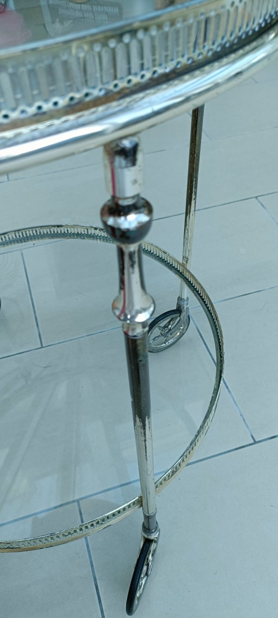 Image 1 of Tavolino da tè vintage, carrello antico placcato in argento, carrello per bevande, mobili di servizio