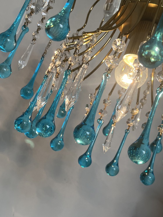 Image 1 of Lustre Murano vintage bleu en forme de larme