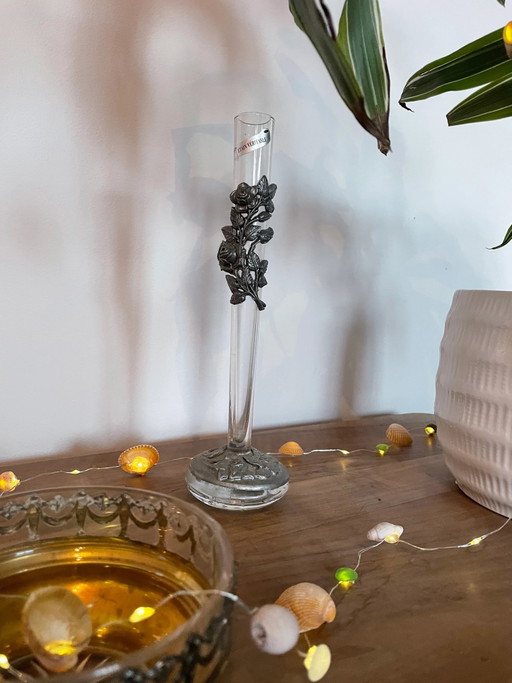 Soliflore aus Zinn und Glas