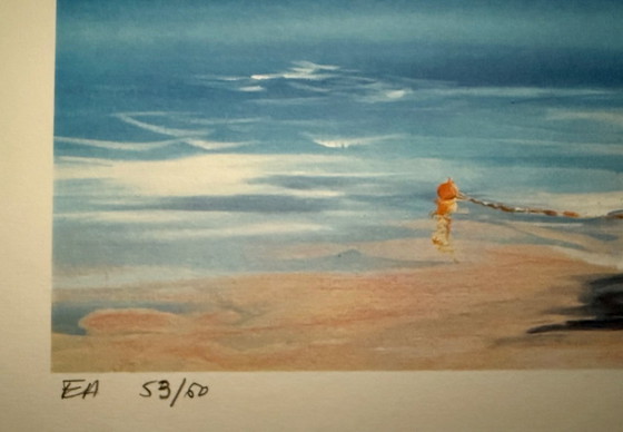 Image 1 of Anne Marie Briante: "Le pêcheur".  Litografia a colori, firmata e numerata a mano.