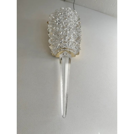 Image 1 of Een paar Art Deco Rostrato wandlampen in Barovier-stijl met helder Italiaans Muranoglas
