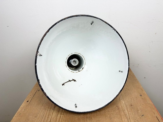 Image 1 of Bauhaus-Industrie-Hängeleuchte aus blauem Emaille, 1950er Jahre