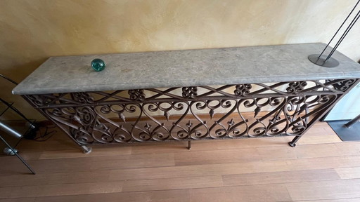 Balcony railing console, late 19th century, with grey marble top