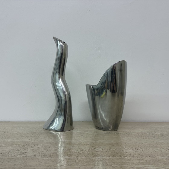 Image 1 of Set di 2 candelieri e vasi Anatomi Anna Efverlund IKEA in alluminio, 1970