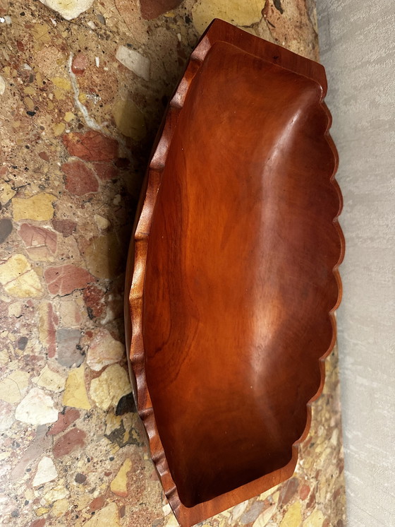 Image 1 of Vintage Reddish Carved Wooden Bowl/Empty Tray - 41/25/H 8 Cm