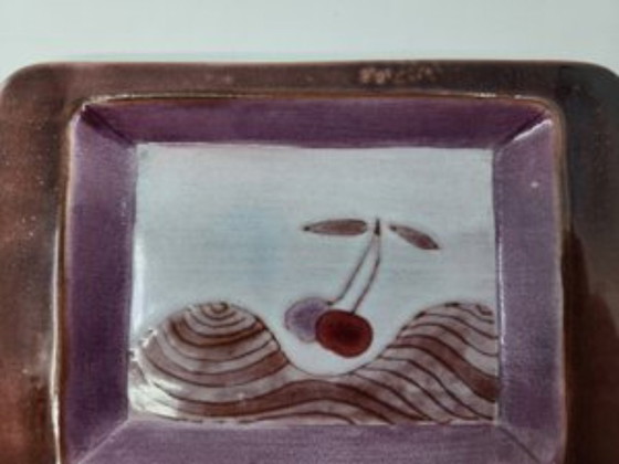 Image 1 of Cloutier Brothers trinket tray in glazed ceramic, Rose, France, 1950
