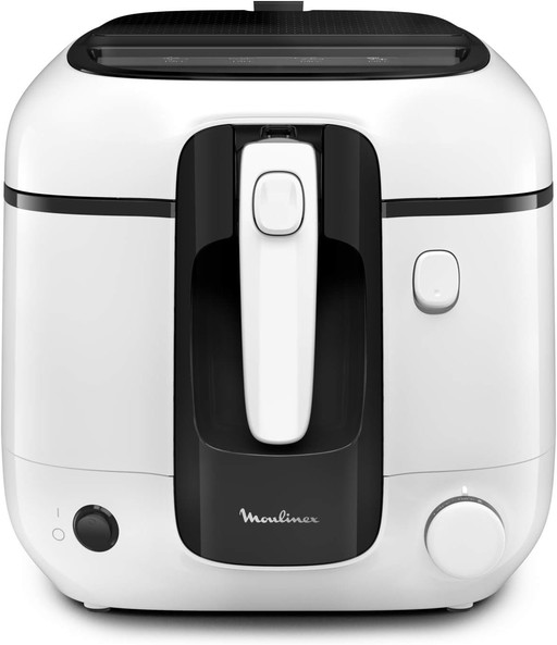 Moulinex Friteuse à huile, 2,2 L d’huile, 1,5 kg de frites, Cuve amovible antiadhésive, Thermostat réglable, Ouverture automatiq