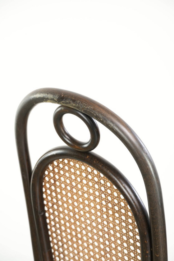 6x Original Vintage Thonet Long John Design Dining Chair / Bistro Chair With Webbing – Wood, Klassiek (photo 16 of 17)