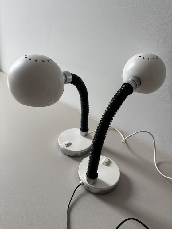 Image 1 of 2 space age “eyeball” table lamps by Goffredo Regina, Italian design