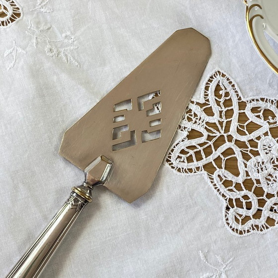 Image 1 of Tweekleurige verzilverde Art Deco taart- of taartschep