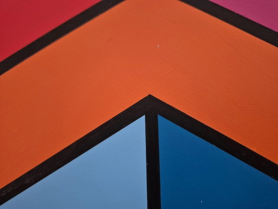 Image 1 of Geometrisch schilderij "Impossible Shape" – kleurrijk abstract kunstwerk op MDF (Franklin van Dam, 95x95 cm)
