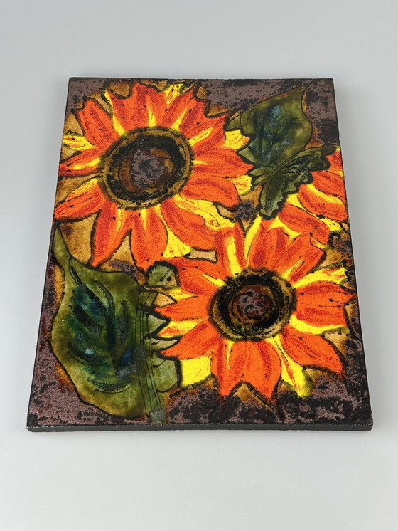 Image 1 of 60s 70s mural pared placa cerámica Ruscha pintado a mano número 769 diseño