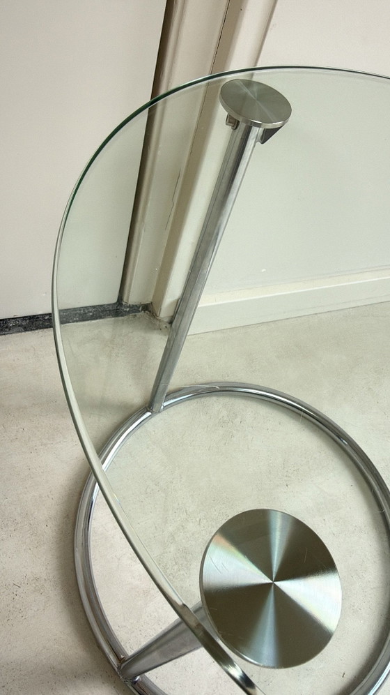 Table basse / Table d'appoint vintage en chrome avec verre de GEBRA, Tables d'appoint, Argenté (photo 8 sur 8)