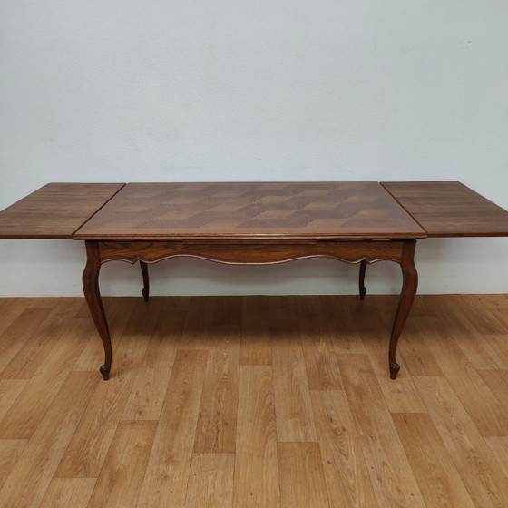 Image 1 of Vintage landelijke eettafel eetkamertafel tafel hout uitschuifbaar