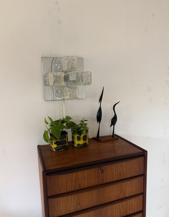 Image 1 of Lampada da parete/soffitto vintage in cromo e vetro ghiaccio, Hillebrand '70