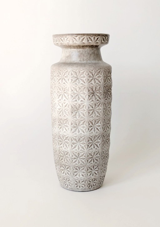 1960s Tall Scheurich Ceramic Vase | Prisma Decor Grey Blue | West Germany