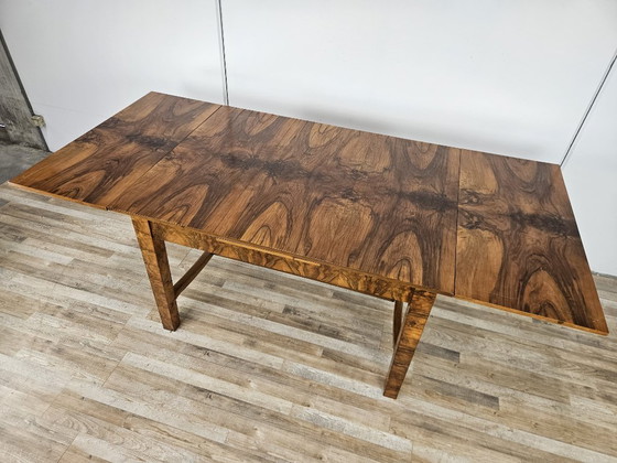 Image 1 of Extendable Art Deco table in olive root