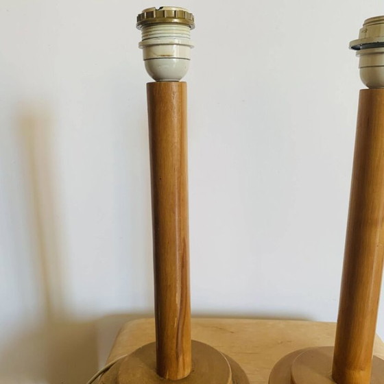 Image 1 of Paire de lampes vintage I.M.T. en bois années 70/80