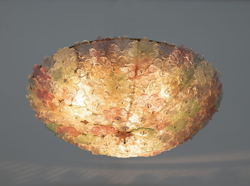 Toegeschreven aan Barovier & Toso Mid-century Modern Murano glazen plafondlamp, jaren 50