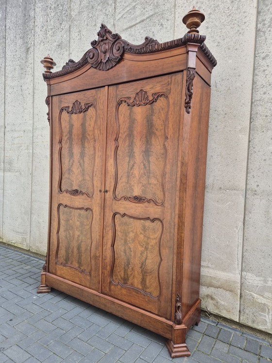 Grande armadio a frontone Biedermeier. Armadio antico. Credenza / mobile, Armadi contenitori, Legno, Marrone (foto 3 di 11)