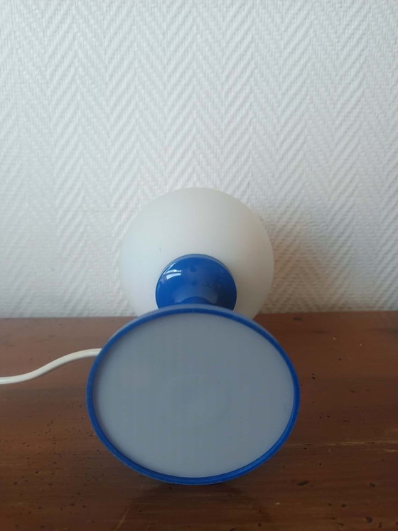 Image 1 of Lampada in stile Space Age, vetro blu e opalino, anni '70