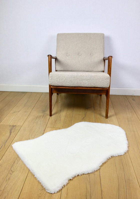 Image 1 of PRL armchair "Stefan" wooden beech vintage beige boucle - darker wood