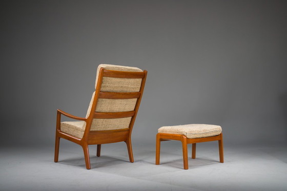 Image 1 of Senator Hochlehnsessel und Ottomane aus Teakholz von Ole Wanscher für Poul Jeppesen Collectors, Cado, 1960er Jahre