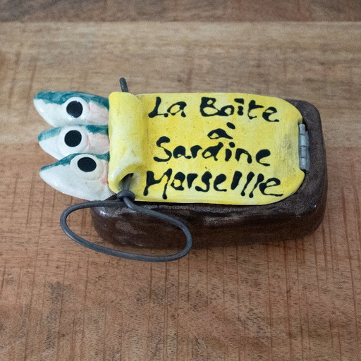 Scatola per sardine in ceramica, Marsiglia, Francia, Nahmias Ceramicas