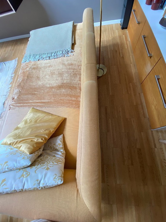 Image 1 of Chaise longue eiken/goudkleurige geribbelde stof