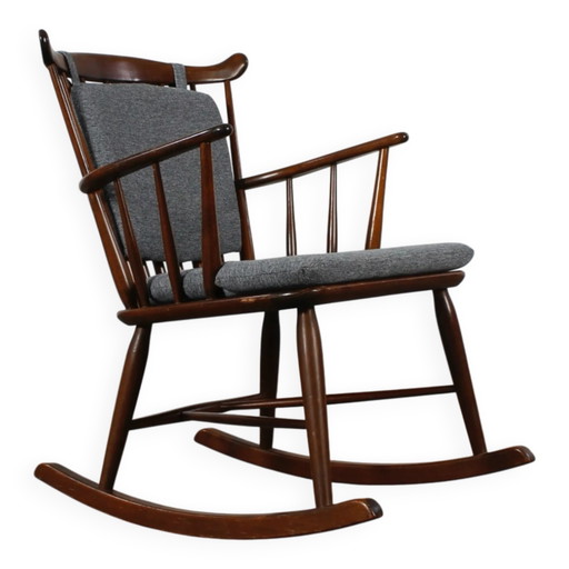Sedia a dondolo danese vintage design Mid Century anni '60 '70