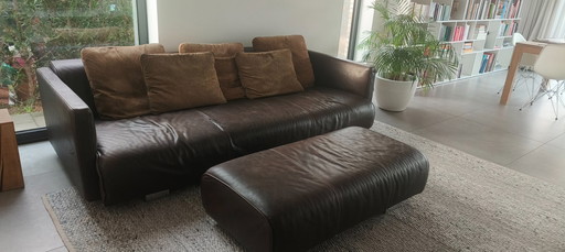 Rolf Benz 4-Sitzer-Sofa und Fußhocker