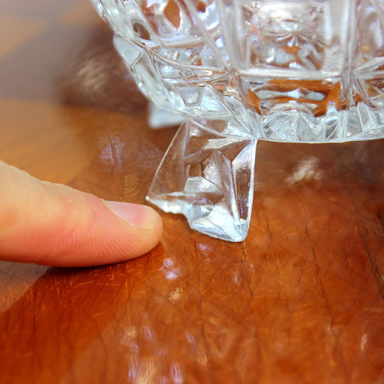 Image 1 of  Set di due ciotole in vetro pressato Art Déco di Libochovice, Cecoslovacchia, anni '30