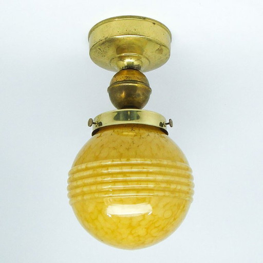 Suspension Art Déco, Allemagne, années 1930 – hanglampen, Glass, Brass