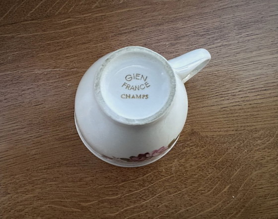 Image 1 of 1 Tazza in terracotta Gien, decorazione con fiori selvatici, vintage anni '60-'80
