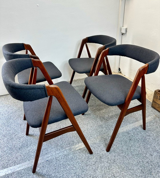 4 Deense Design Teak Eetkamerstoelen 205 Thomas Harlev Farstrup, Hout, Bruin (foto 8 van 15)