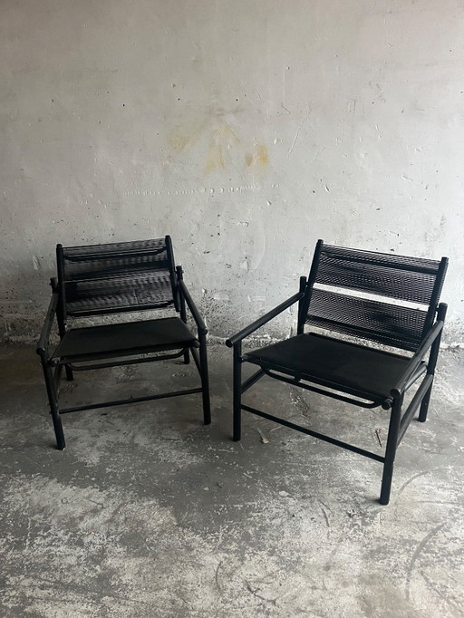Set of 2 Spaghetti Lounge Chairs by Giandomenico Belotti for CMP Padova (1980s)