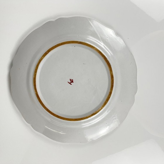 Image 1 of Piatto da torta dipinto a mano con motivo di rose 1960/70 ca.