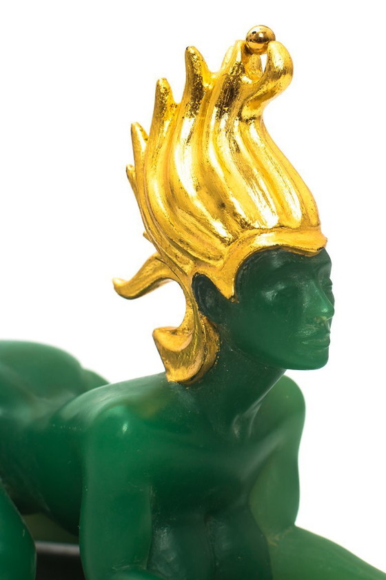 Image 1 of Prof. Fuchs, Ernst - Wiener Sphinx - polymerer Kunstguss auf Marmorsockel, teilvergoldet, signiert